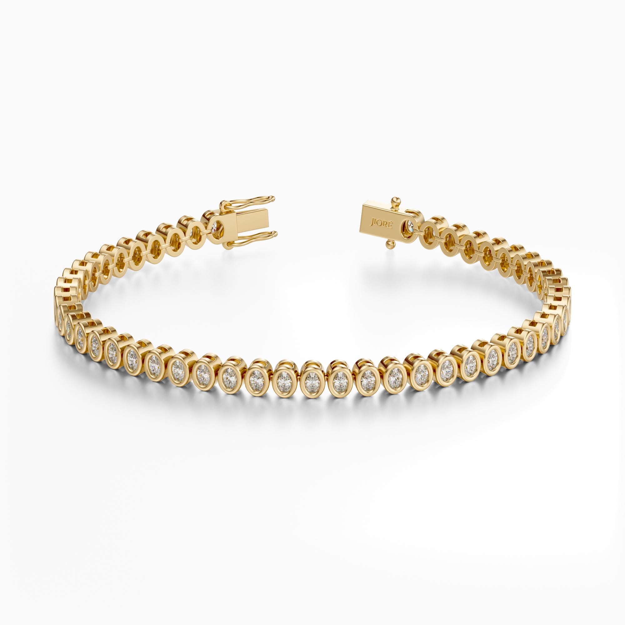 14Kt Gold Vertical Bezel Set Oval Cut 2.50 TCW Diamond Tennis Bracelet