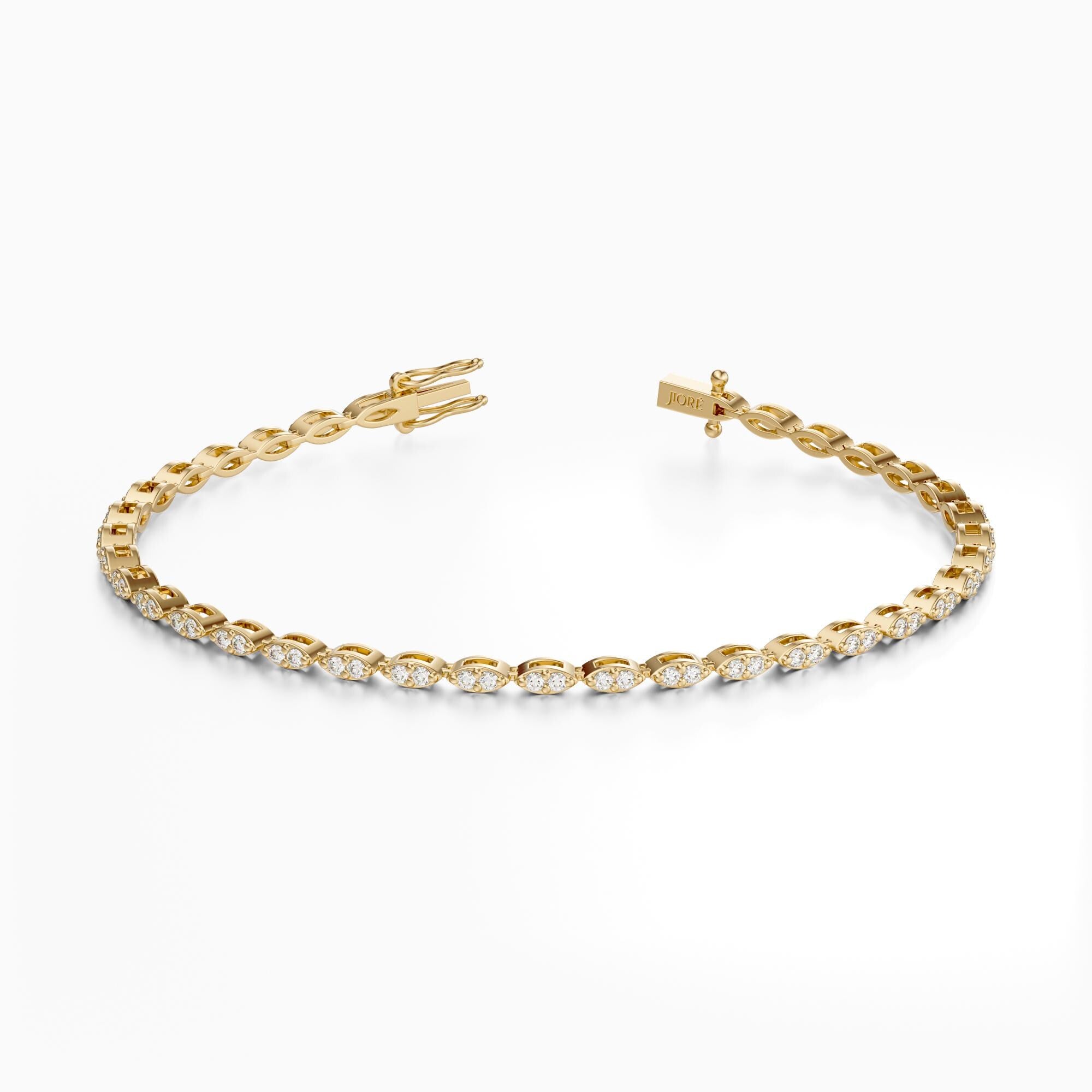 14Kt Gold Round Marquise Shape Link 1.00 TCW Diamond Tennis Bracelet
