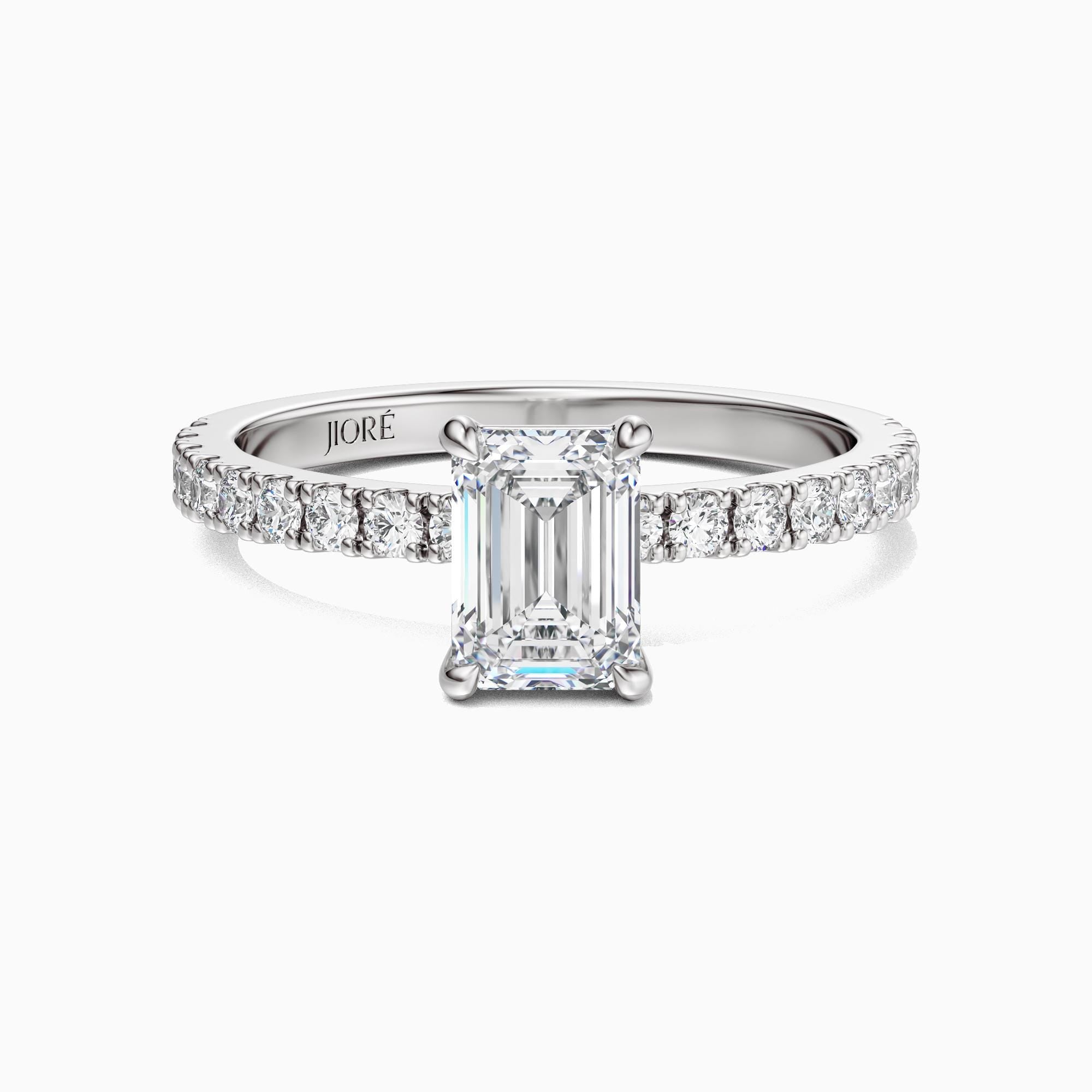 14kt Gold Pave Set Emerald Cut 1.00-3.00 Ct Solitaire Diamond Engagement Ring