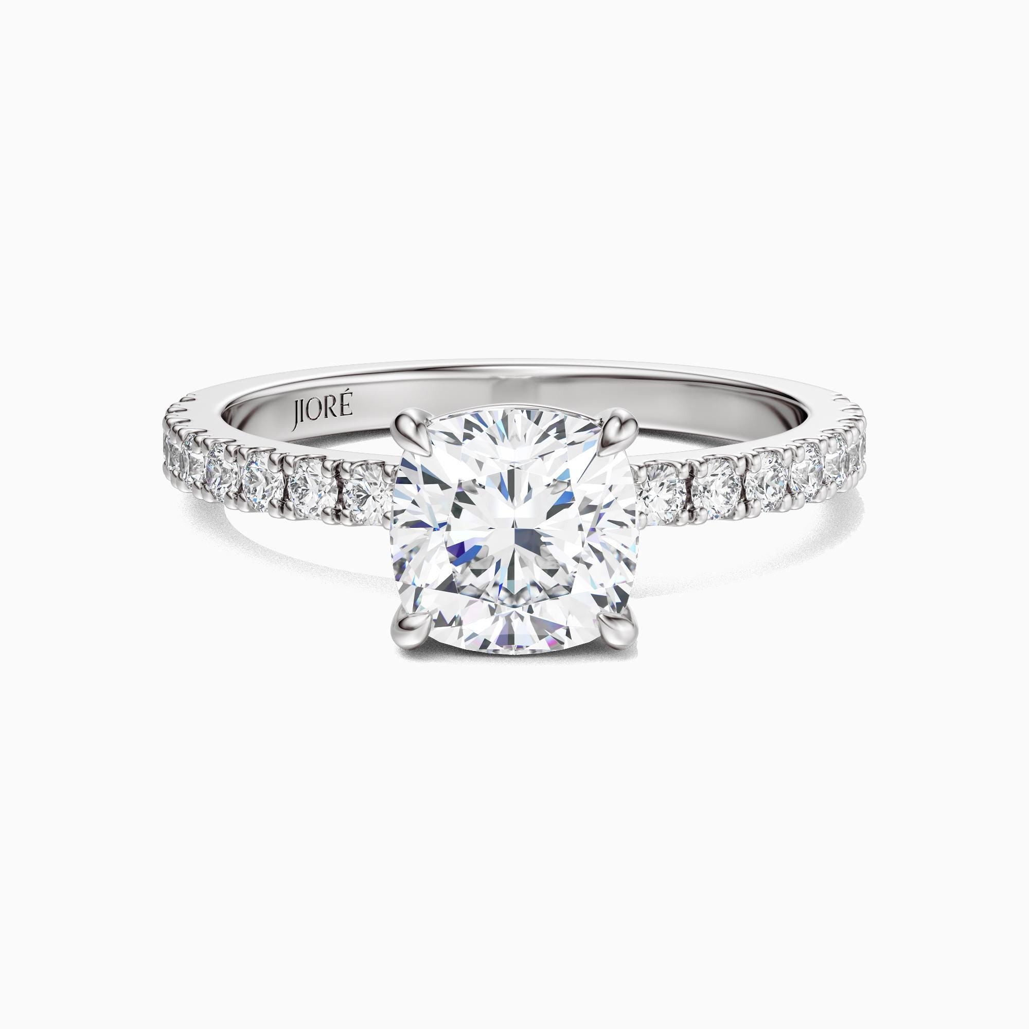 14kt Gold Pave Set Cushion Shaped 1.00-3.00 Ct Solitaire Diamond Engagement Ring