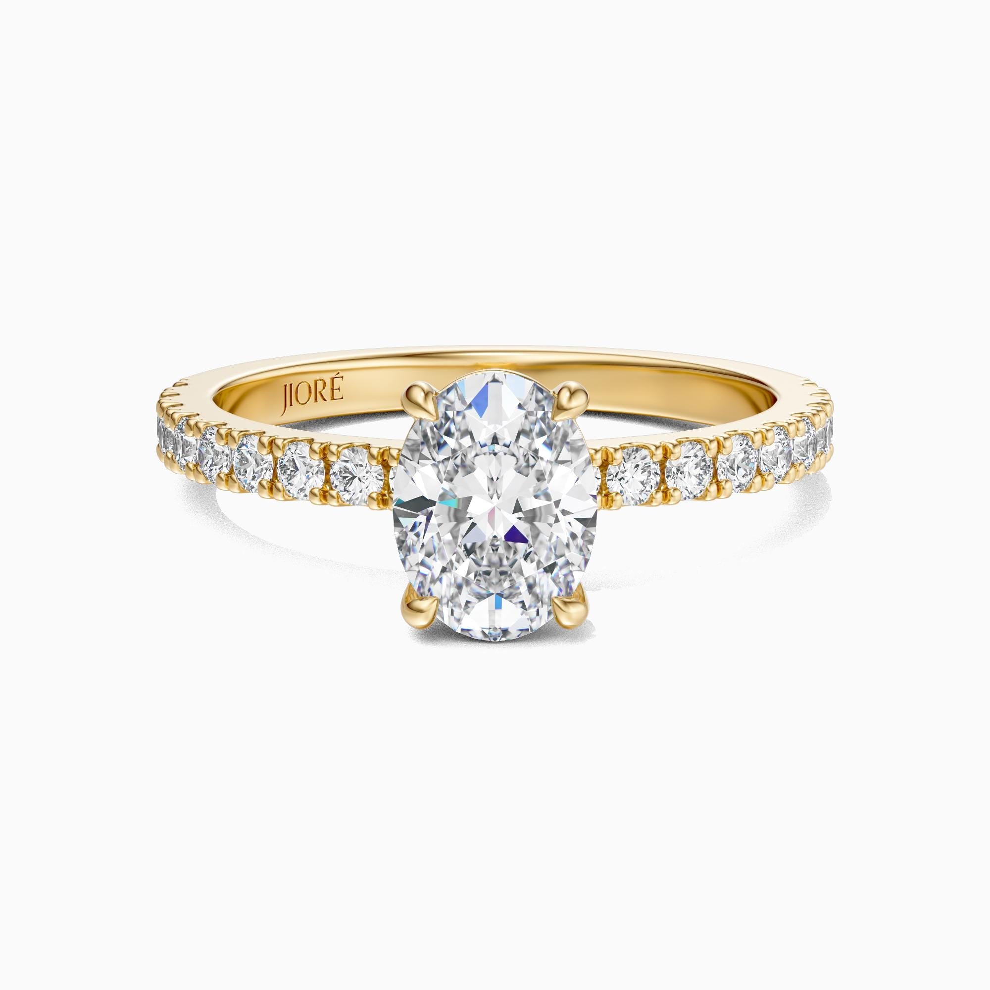 14kt Gold Pave Set Oval Shaped 1.00-3.00 Ct Solitaire Diamond Engagement Ring