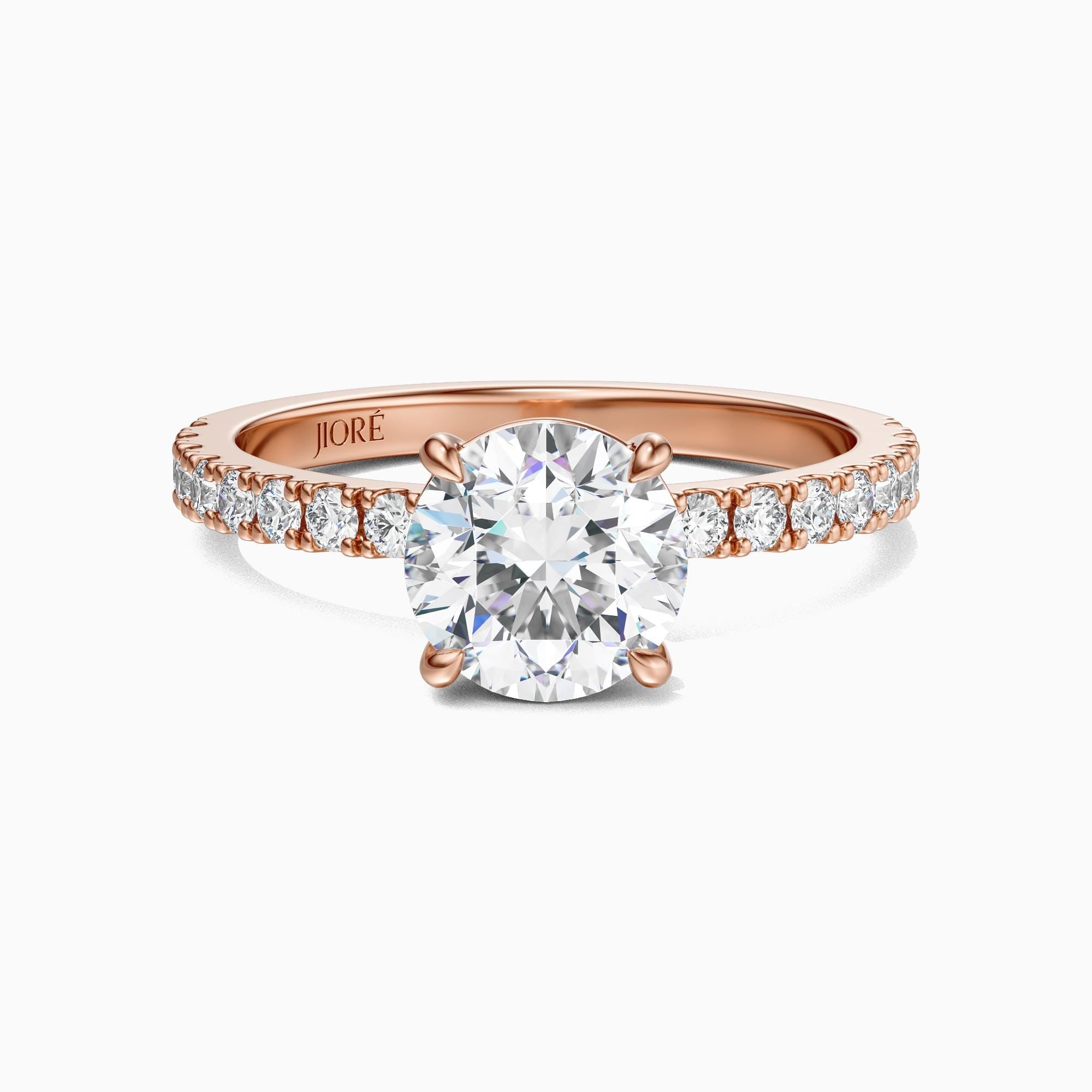 14kt Gold Pave Set Round Brilliant Cut 1.00-3.00 Ct Solitaire Diamond Engagement Ring