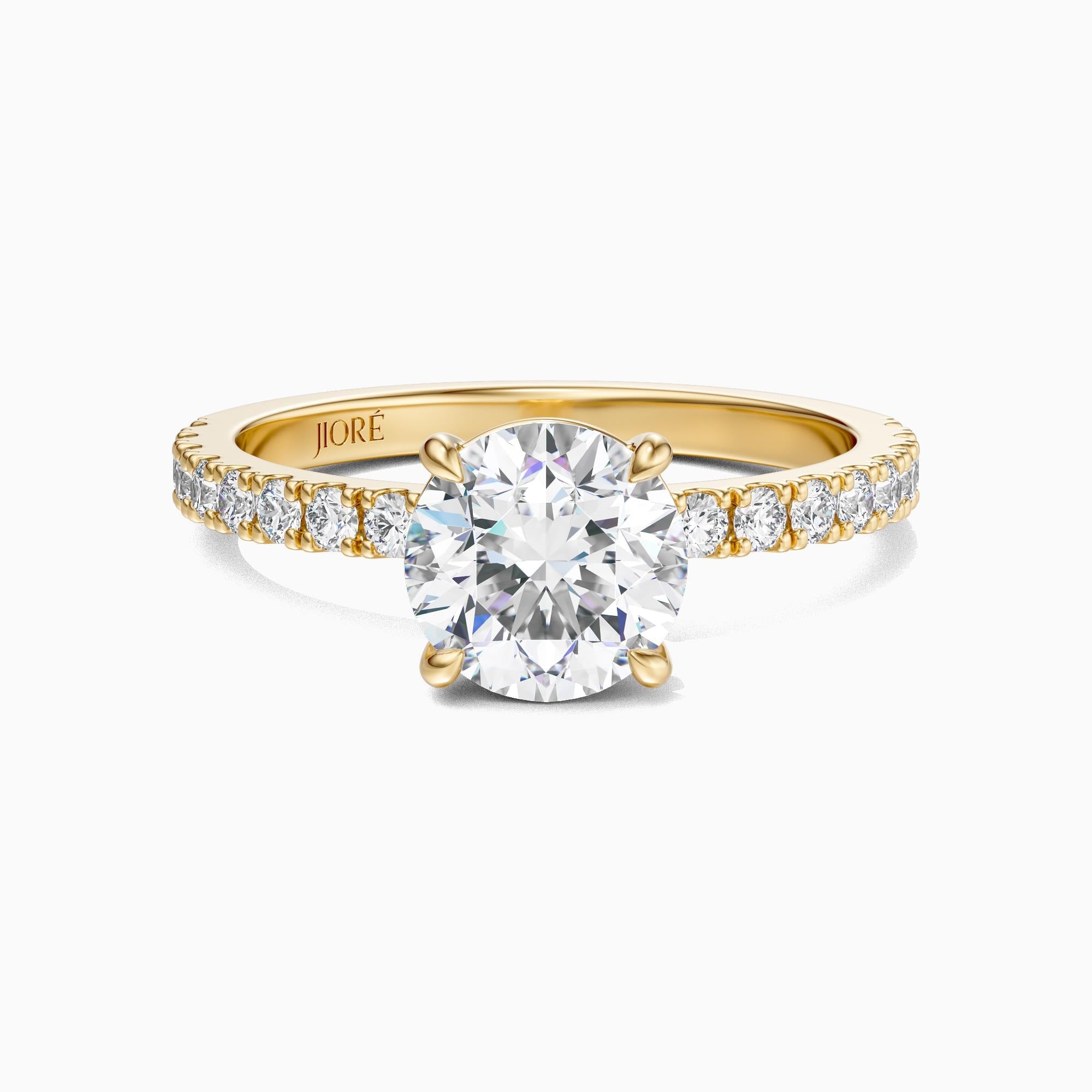 14kt Gold Pave Set Round Brilliant Cut 1.00-3.00 Ct Solitaire Diamond Engagement Ring