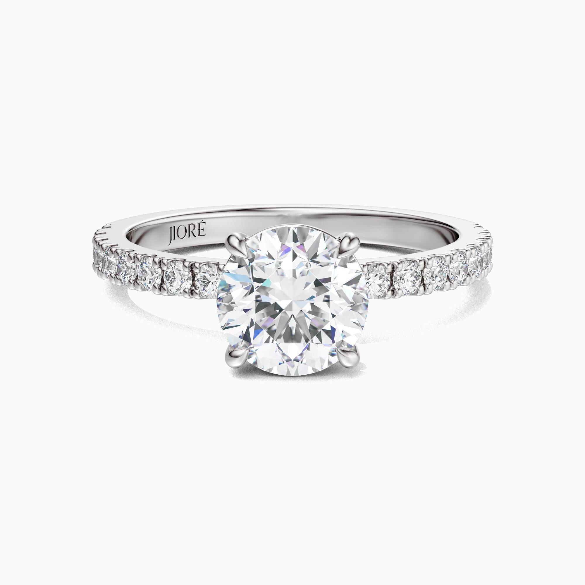 14kt Gold Pave Set Round Brilliant Cut 1.00-3.00 Ct Solitaire Diamond Engagement Ring