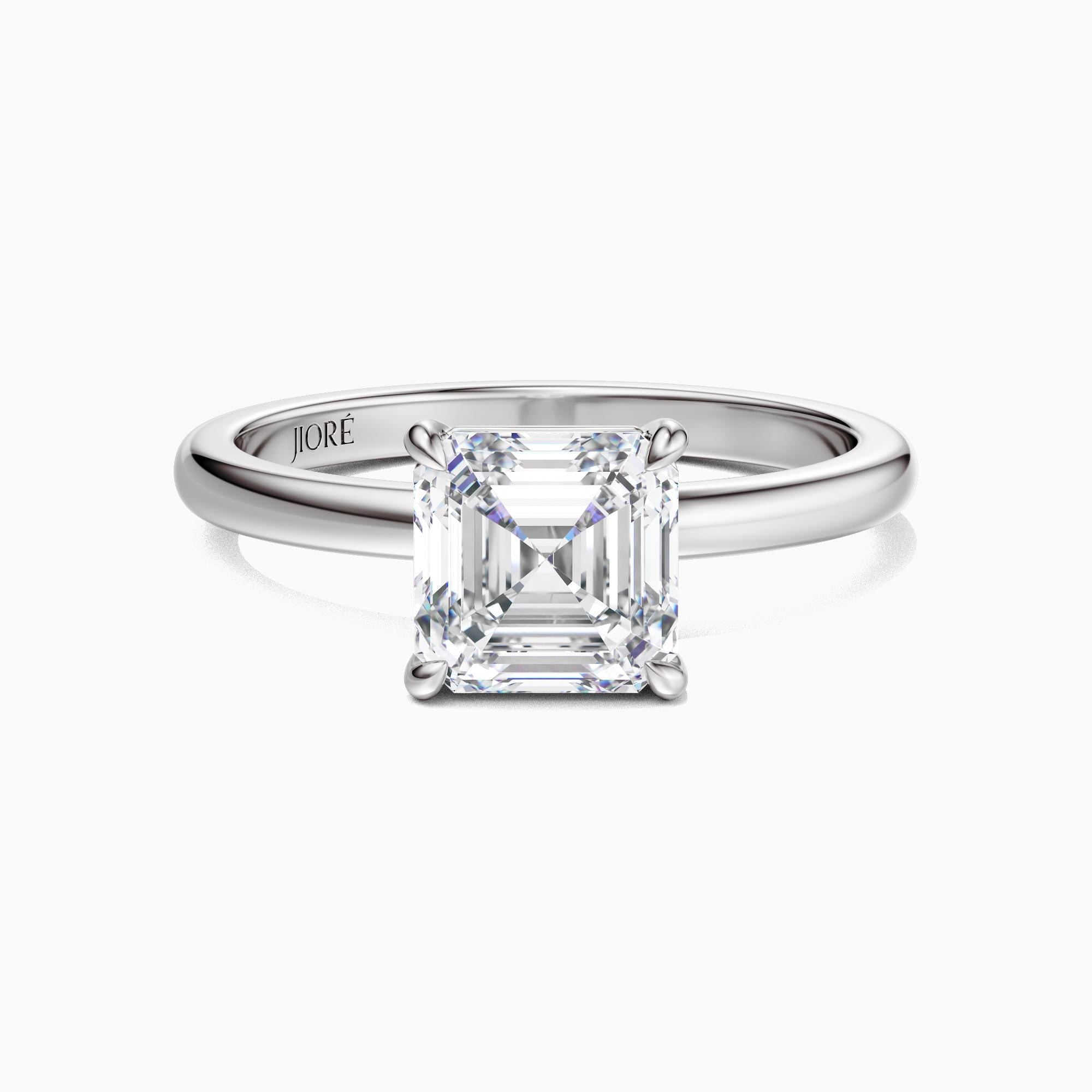 14kt Gold Prong Setting Asscher Cut Shaped 1.00-3.00 Ct Solitaire Diamond Engagement Ring