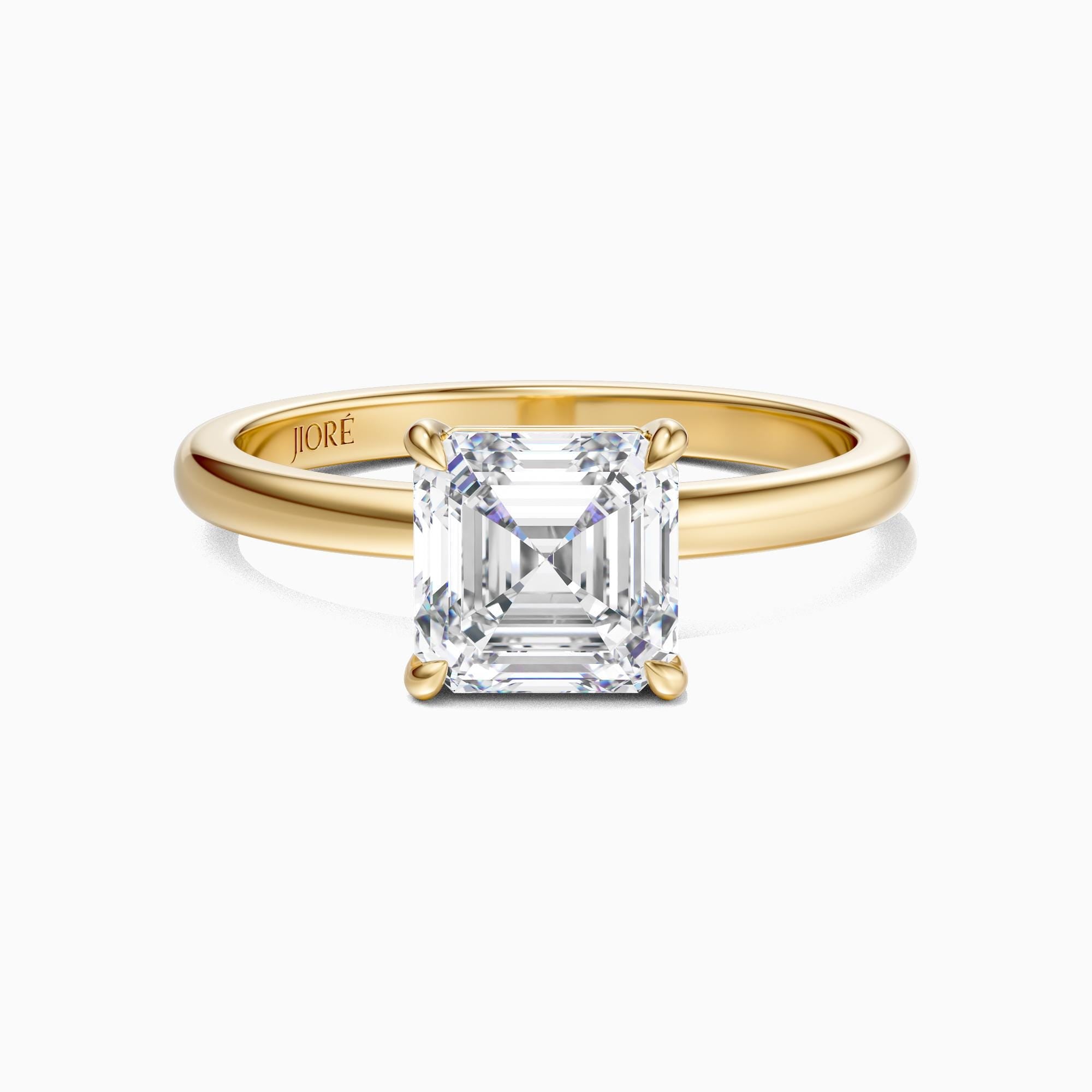 14kt Gold Prong Setting Asscher Cut Shaped 1.00-3.00 Ct Solitaire Diamond Engagement Ring