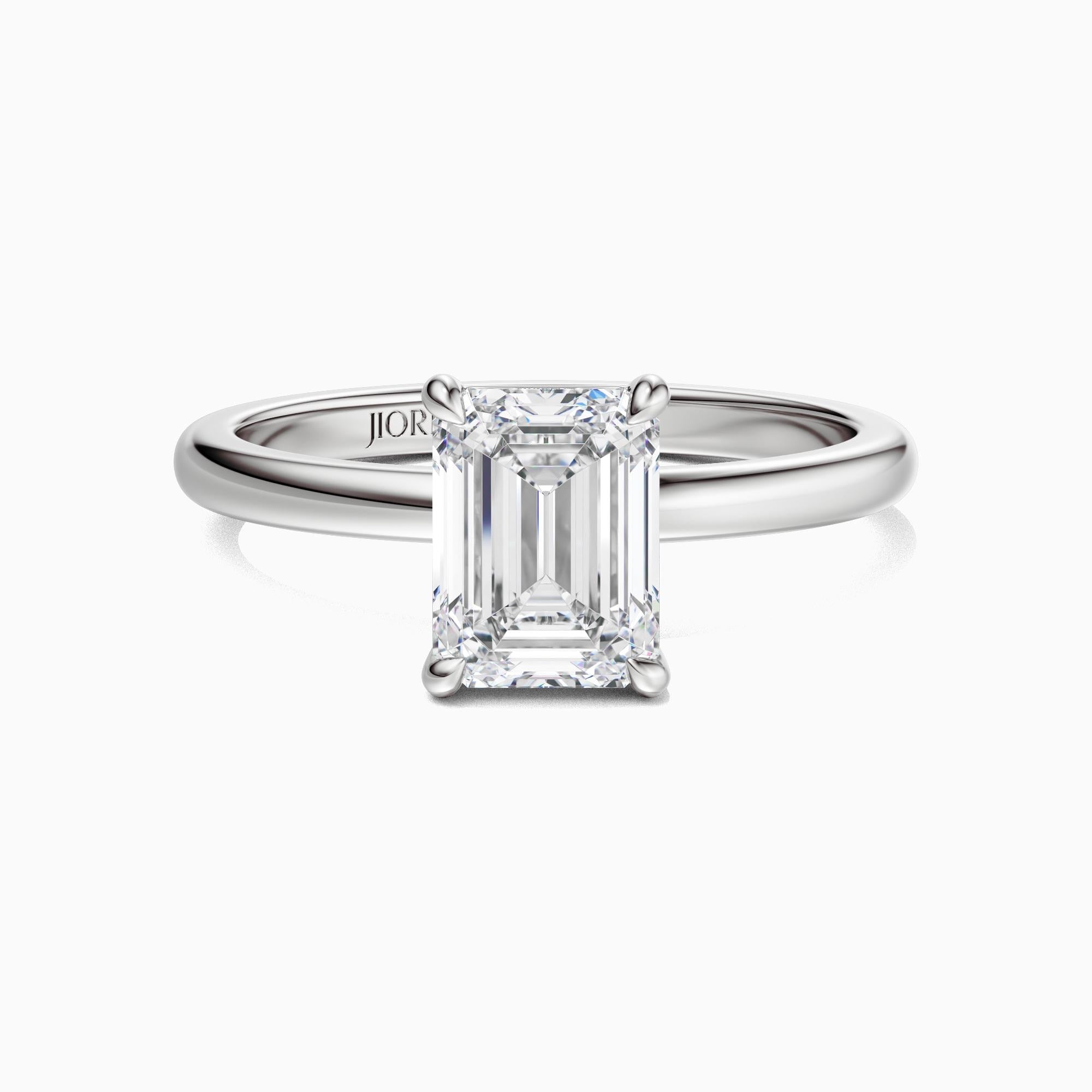 14kt Gold Prong Setting Emerald Cut Shaped 1.00-3.00 Ct Solitaire Diamond Engagement Ring