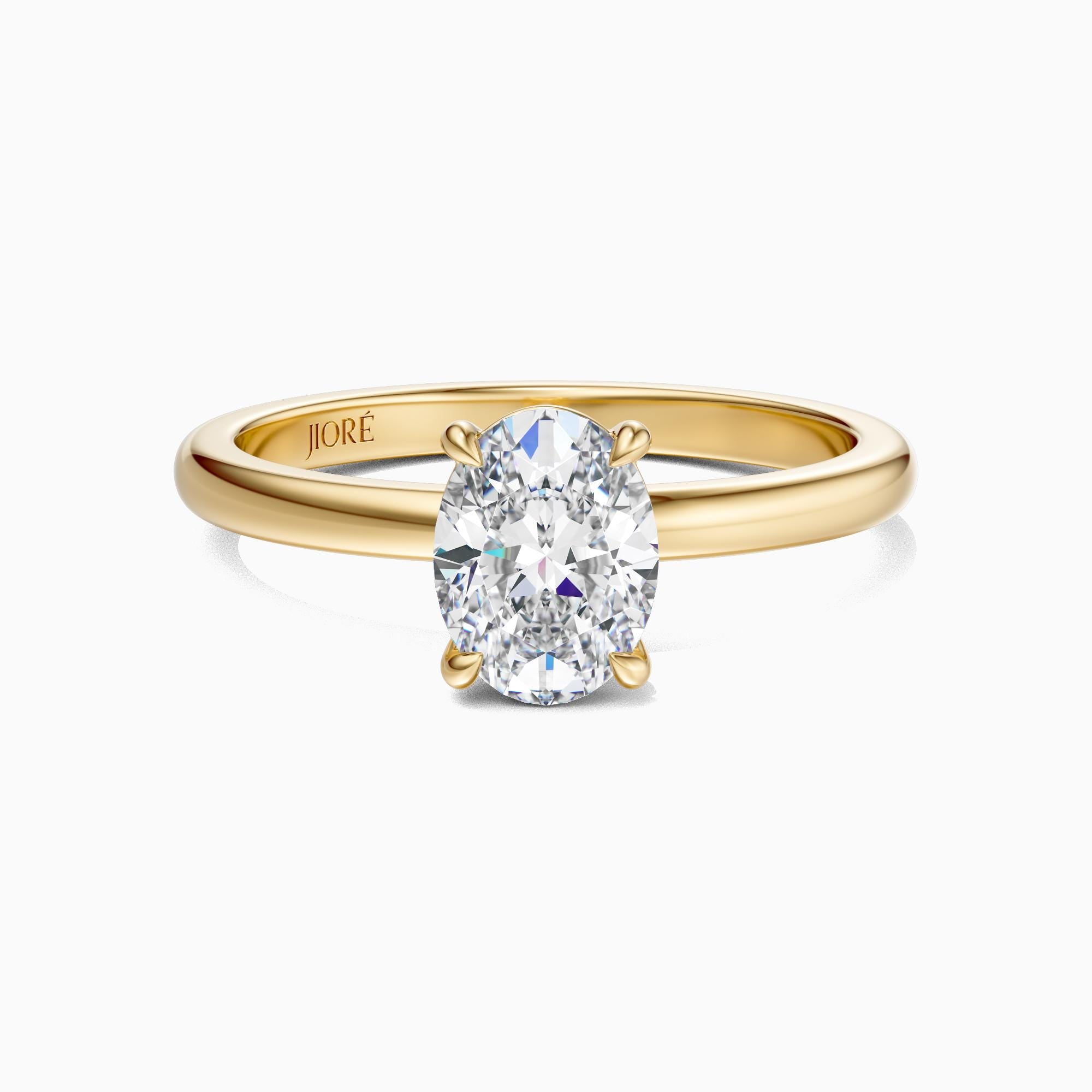 14kt Gold Prong Setting Oval Shape 1.00-3.00 Ct Solitaire Diamond Engagement Ring