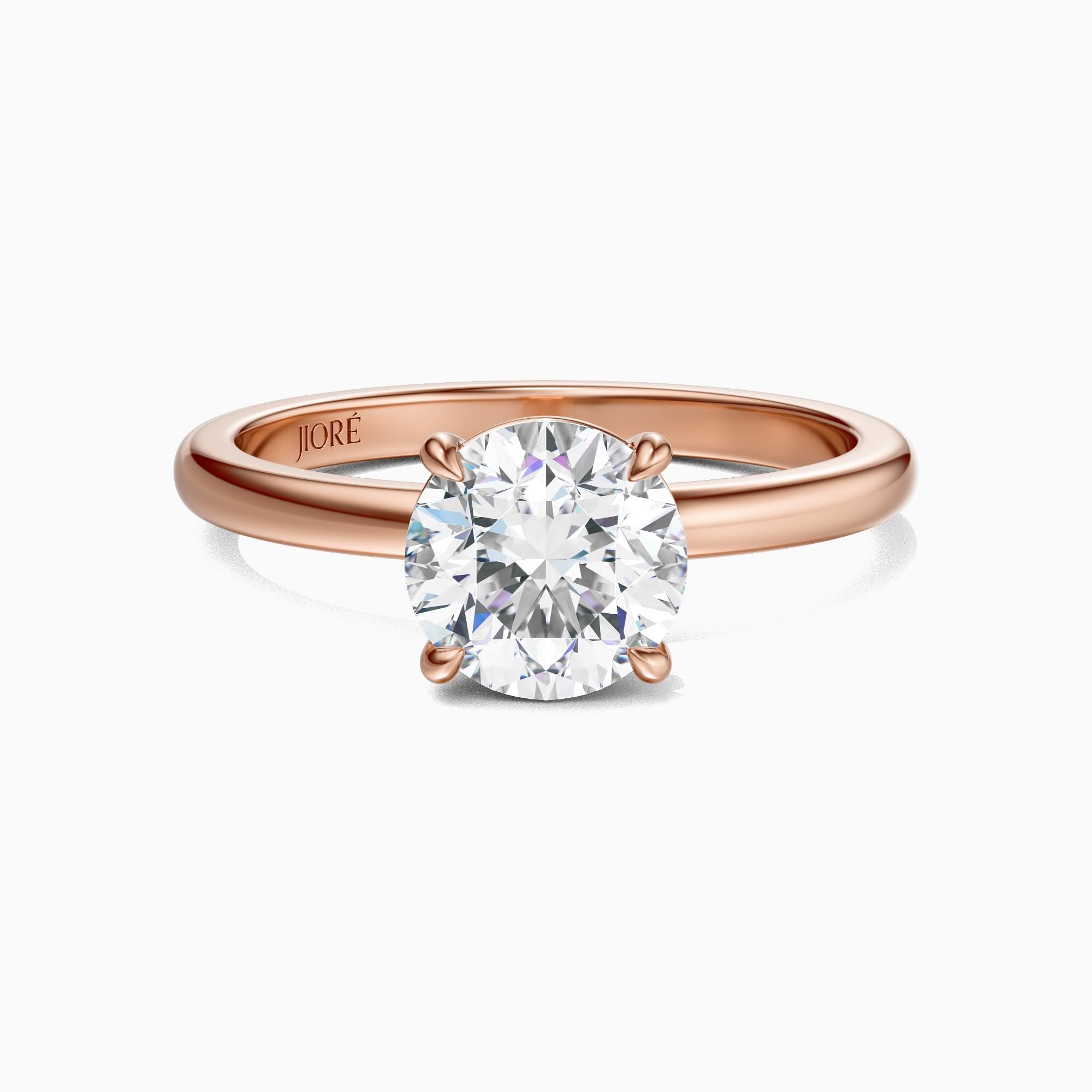 14kt Gold Prong Setting Round Brilliant Cut 1.00-3.00 Ct Solitaire Diamond Engagement Ring