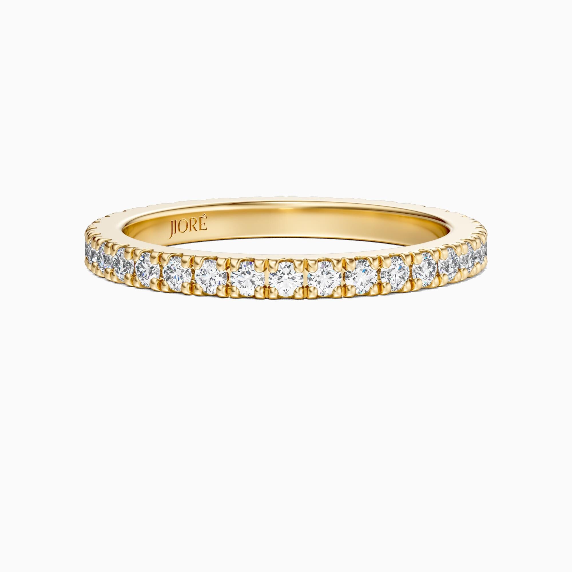 Round Diamond Full Eternity Wedding Band Stackable Ring 14K Solid Gold Pave Set