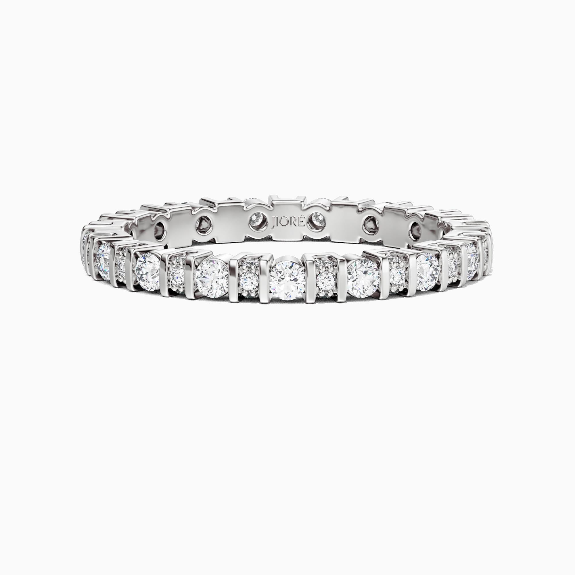 Diamond Full Eternity Round Wedding Band Ring 14K Solid Gold Bar Set