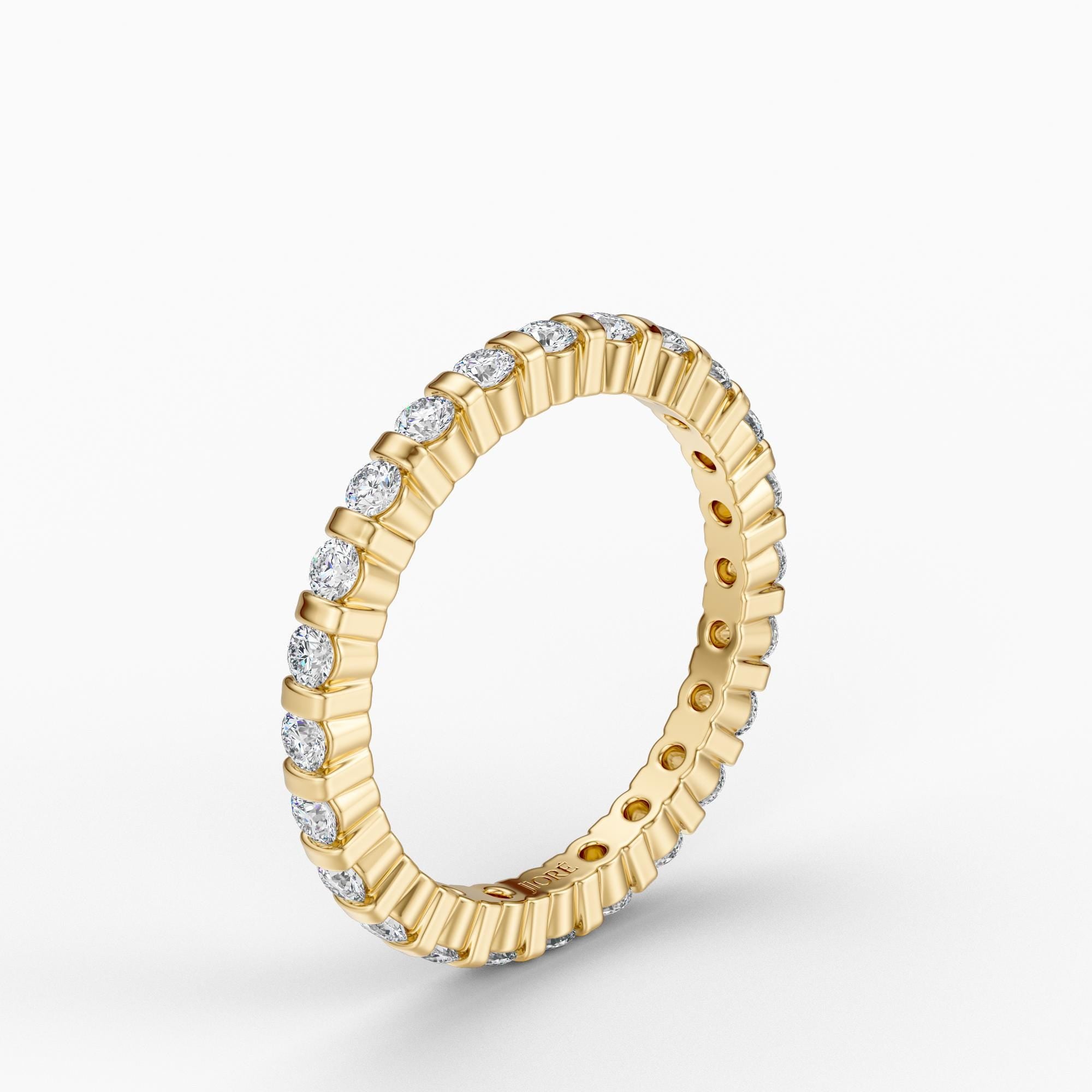 Diamond Round Full Eternity Stackable Wedding Band Ring 14K Solid Gold Bar Set