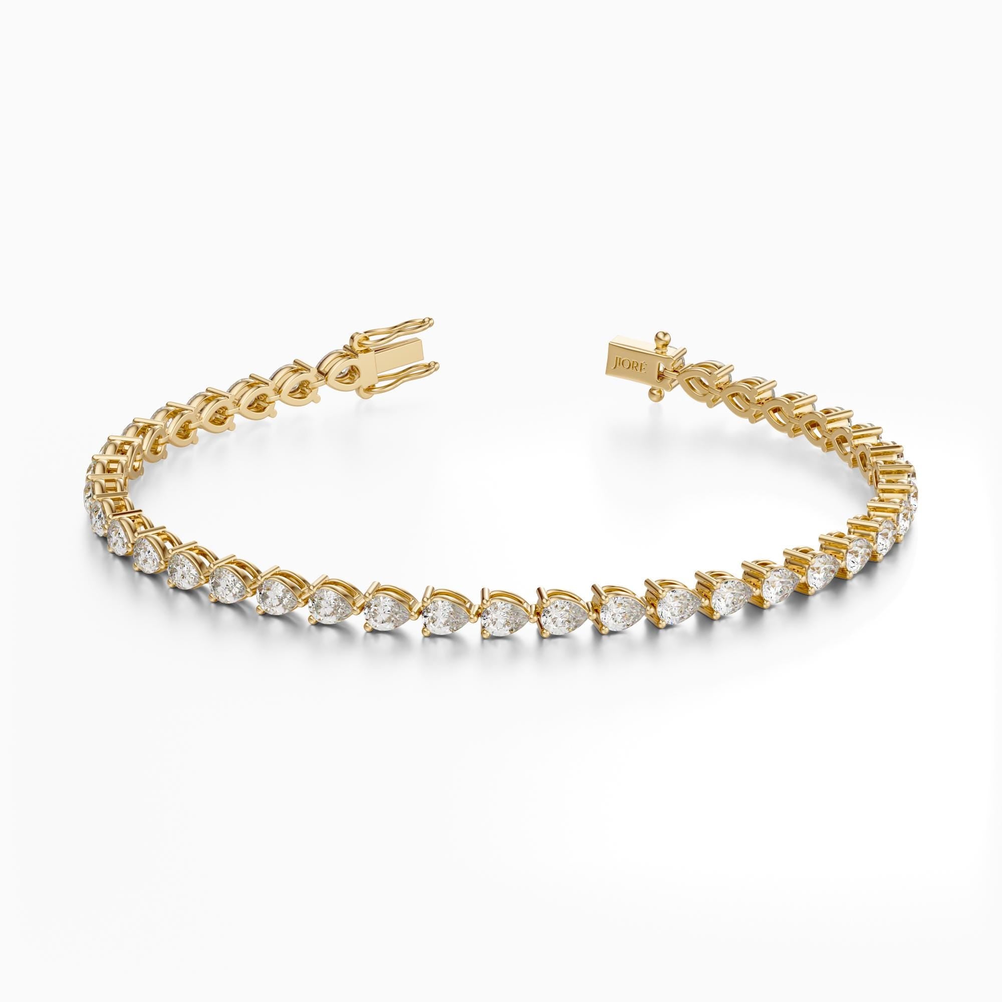 14Kt Gold Prong Set Pear Shape 5.00 TCW Diamond Tennis Bracelet