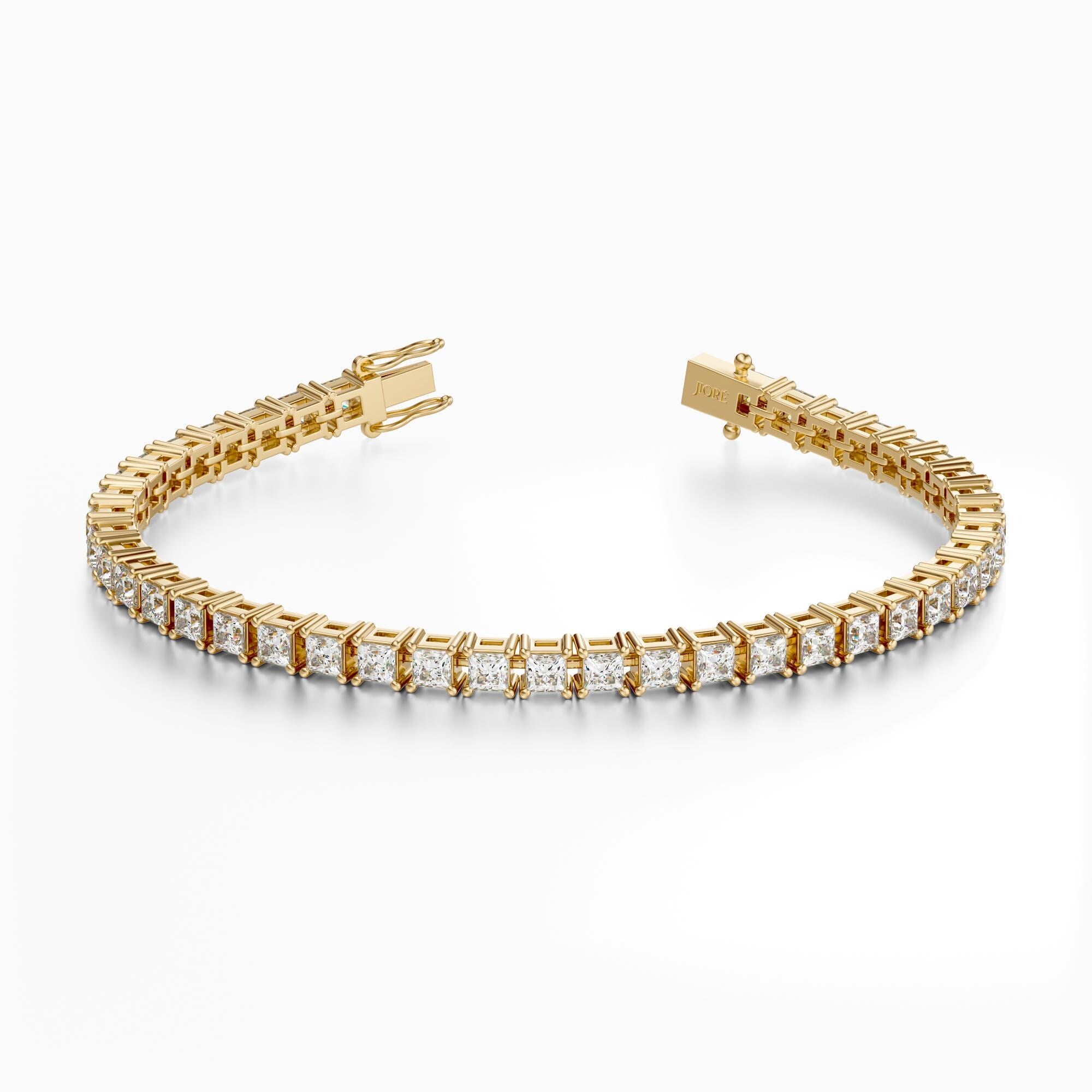 14Kt Gold Prong Set Princess Cut 7.50 TCW Diamond Tennis Bracelet