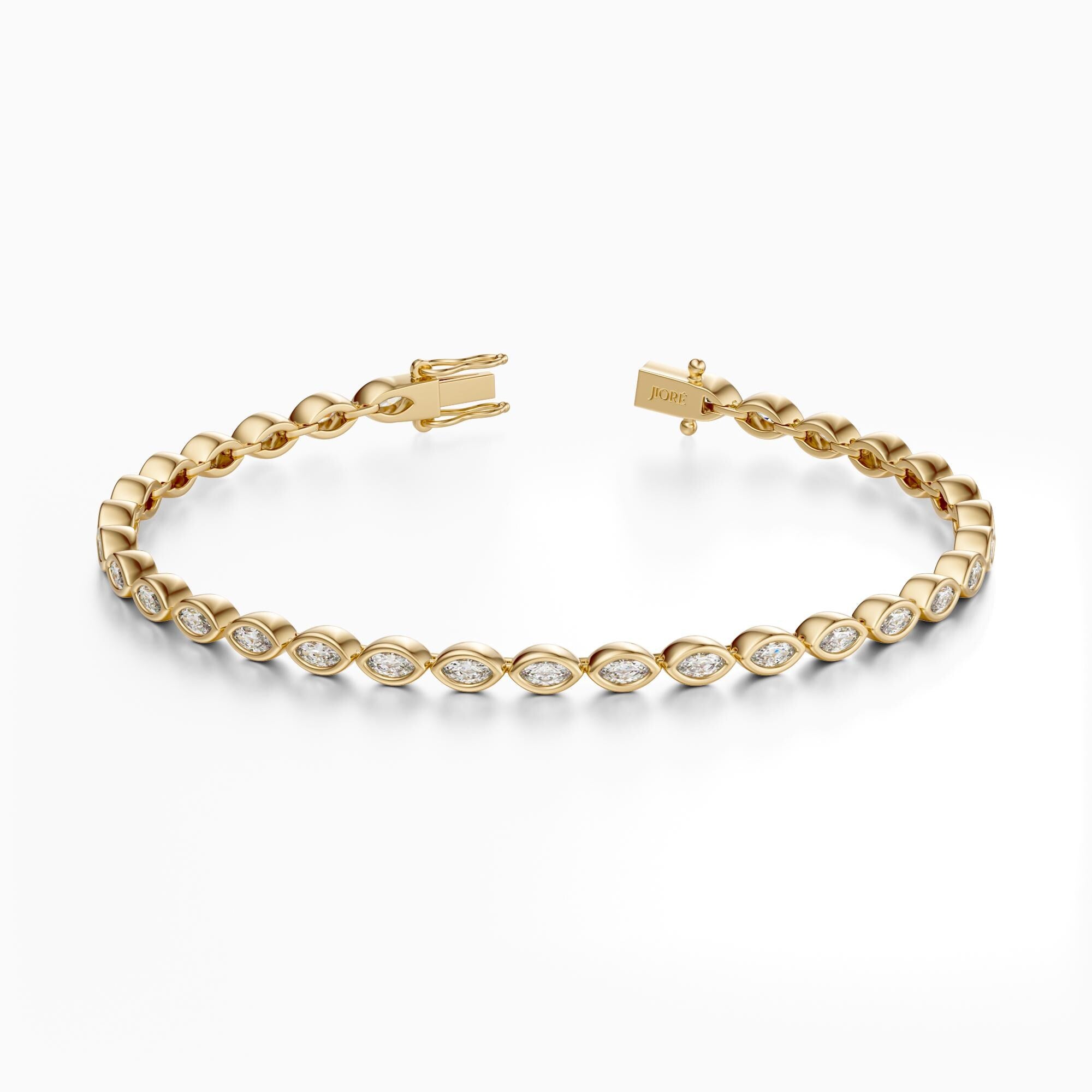 14Kt Gold Bezel Set Marquise Cut 1.75 TCW Diamond Tennis Bracelet