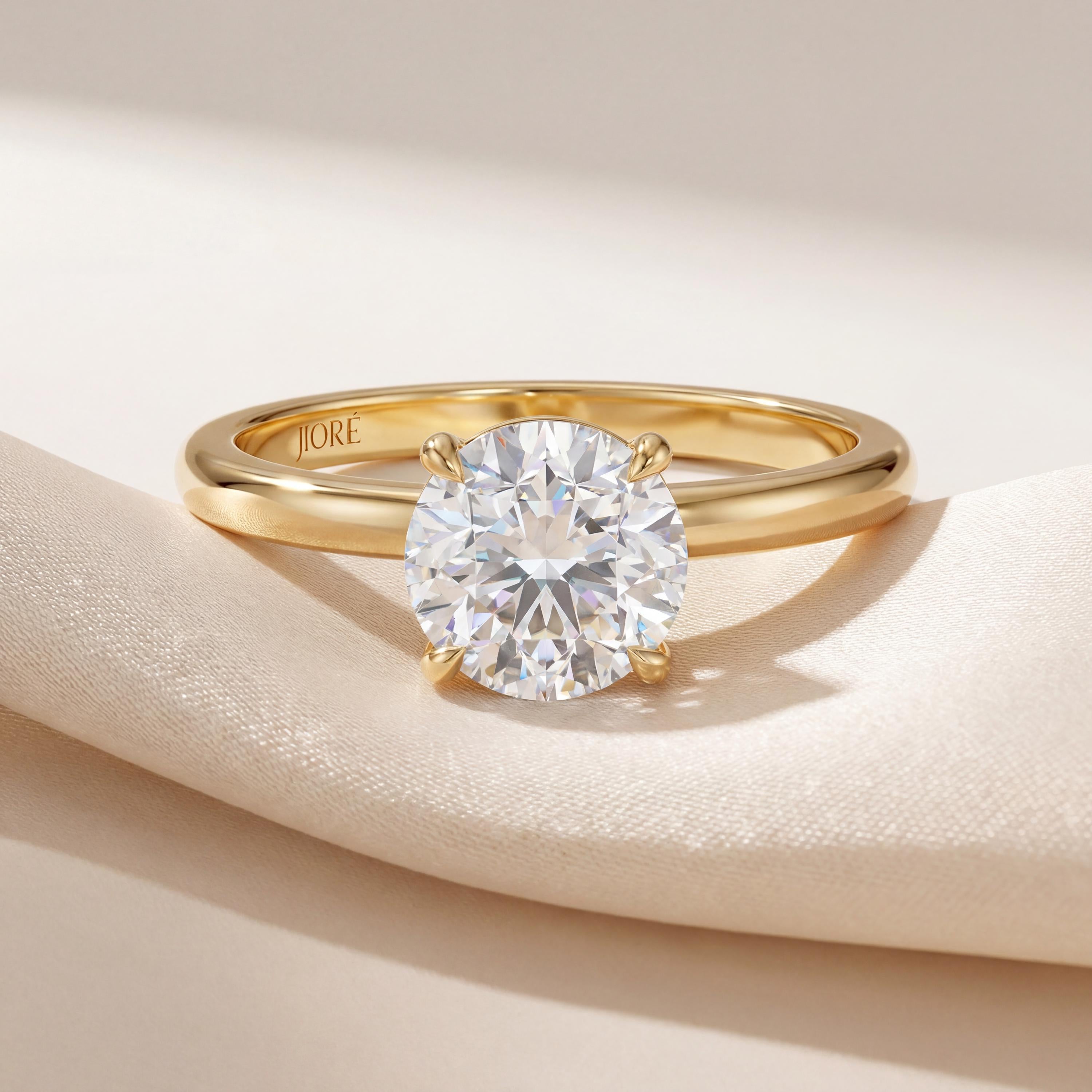 14kt Gold Prong Setting Round Brilliant Cut 1.00-3.00 Ct Solitaire Diamond Engagement Ring