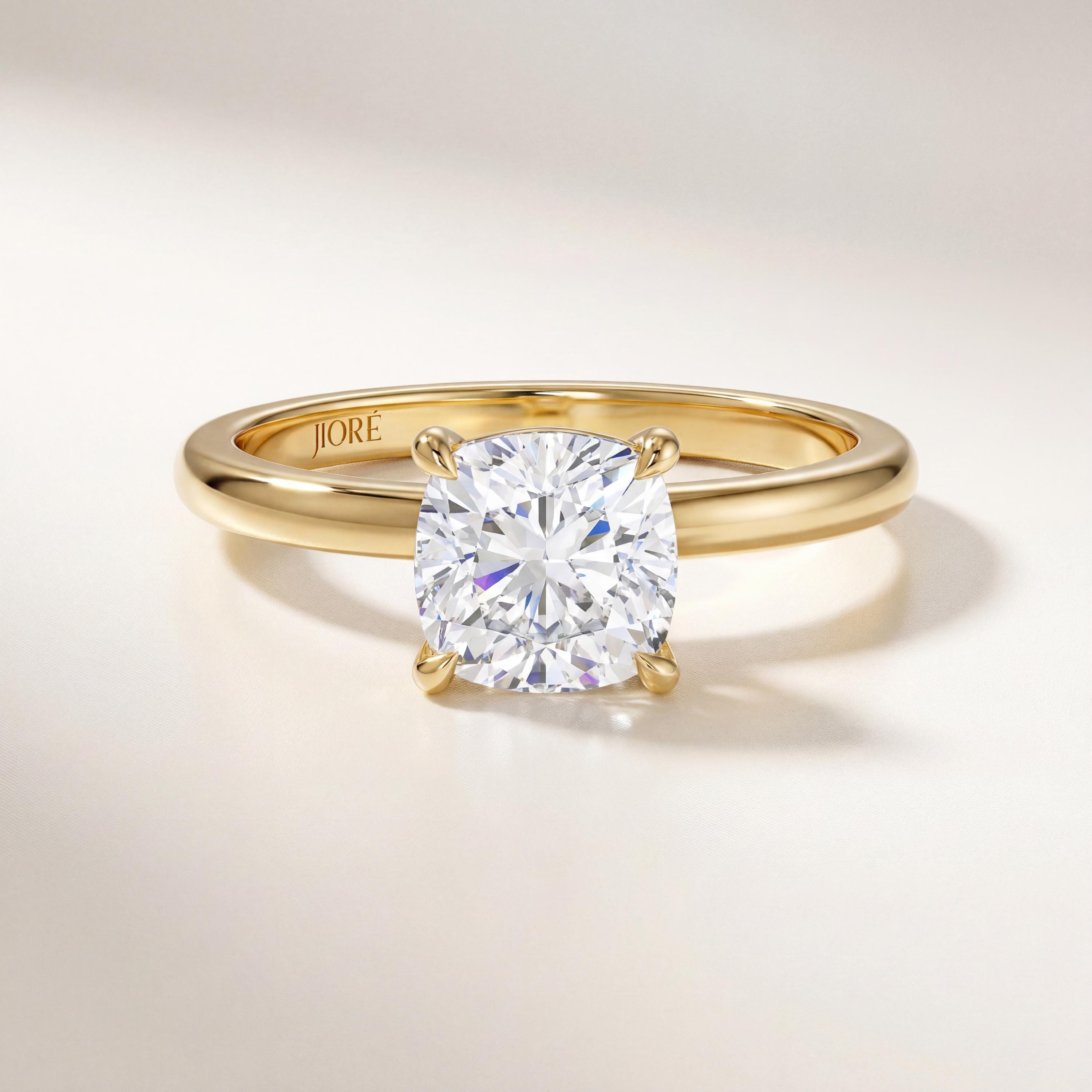 14kt Gold Prong Setting Cushion Cut 1.00-3.00 Ct Solitaire Diamond Engagement Ring