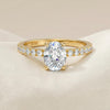 14kt Gold Pave Set Oval Shaped 1.00-3.00 Ct Solitaire Diamond Engagement Ring