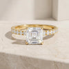 14kt Gold Pave Set Asscher Cut 3.00 Ct Solitaire Diamond Engagement Ring