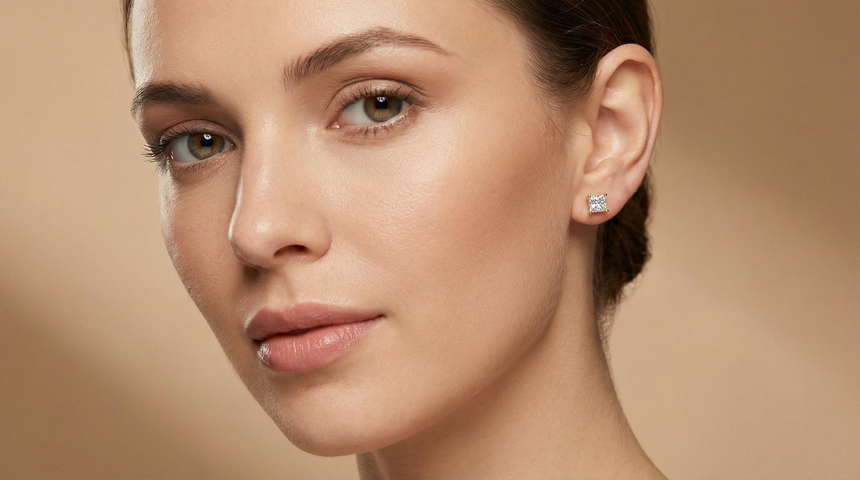 14k Gold Princess Cut Studs  Prong Set Diamond Earrings  1.00-4.00 CTW  Minimalist Gift For Her By JIORE