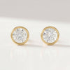 14k Gold Round Brilliant Cut Studs  Bezel Set Diamond Earrings  1.00-4.00 CTW  Minimalist Gift For Her By JIORE