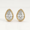 14k Gold Pear Cut Studs  Bezel Set Diamond Earrings  1.00-4.00 CTW  Minimalist Gift For Her By JIORE