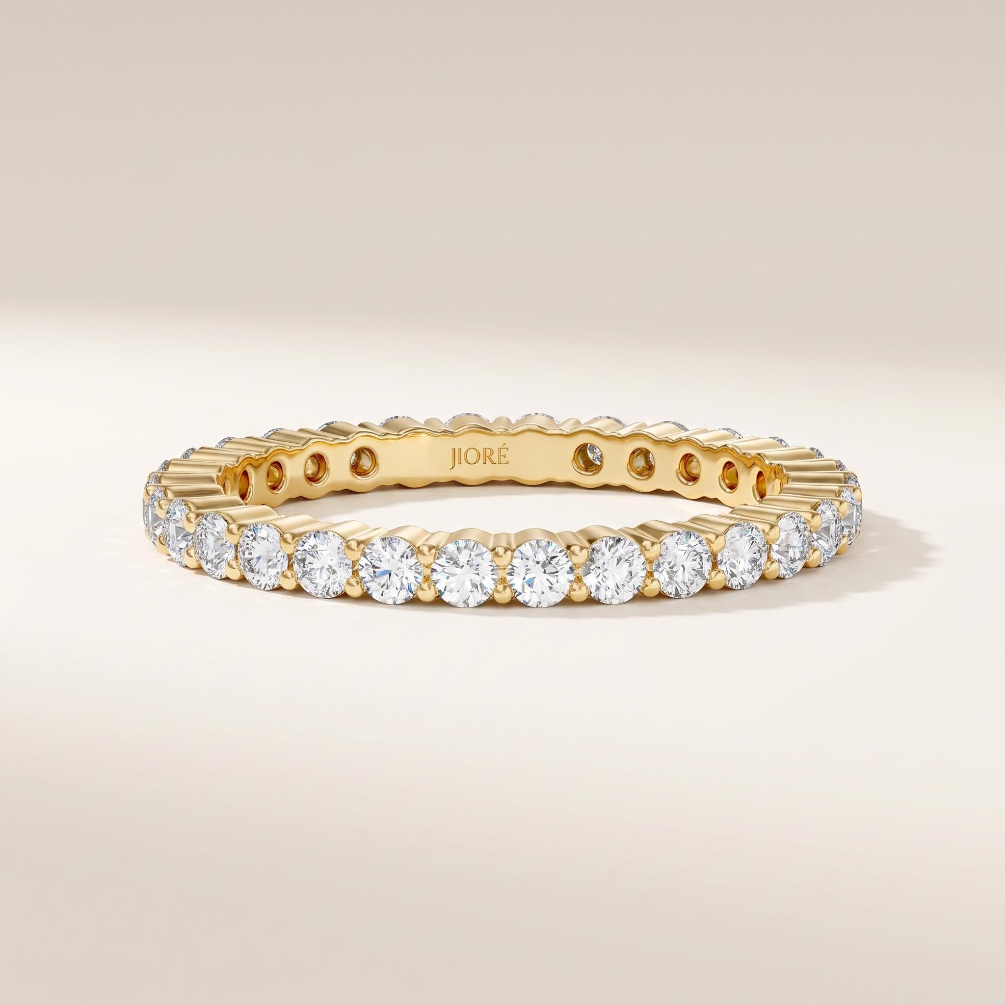 Diamond Eternity Band 14K Solid Gold Round Brilliant Prong Setting Wedding Band Stacking Ring