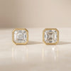 14k Gold Asscher Cut Studs  Bezel Set Diamond Earrings  1.00-4.00 CTW  Minimalist Gift For Her By JIORE