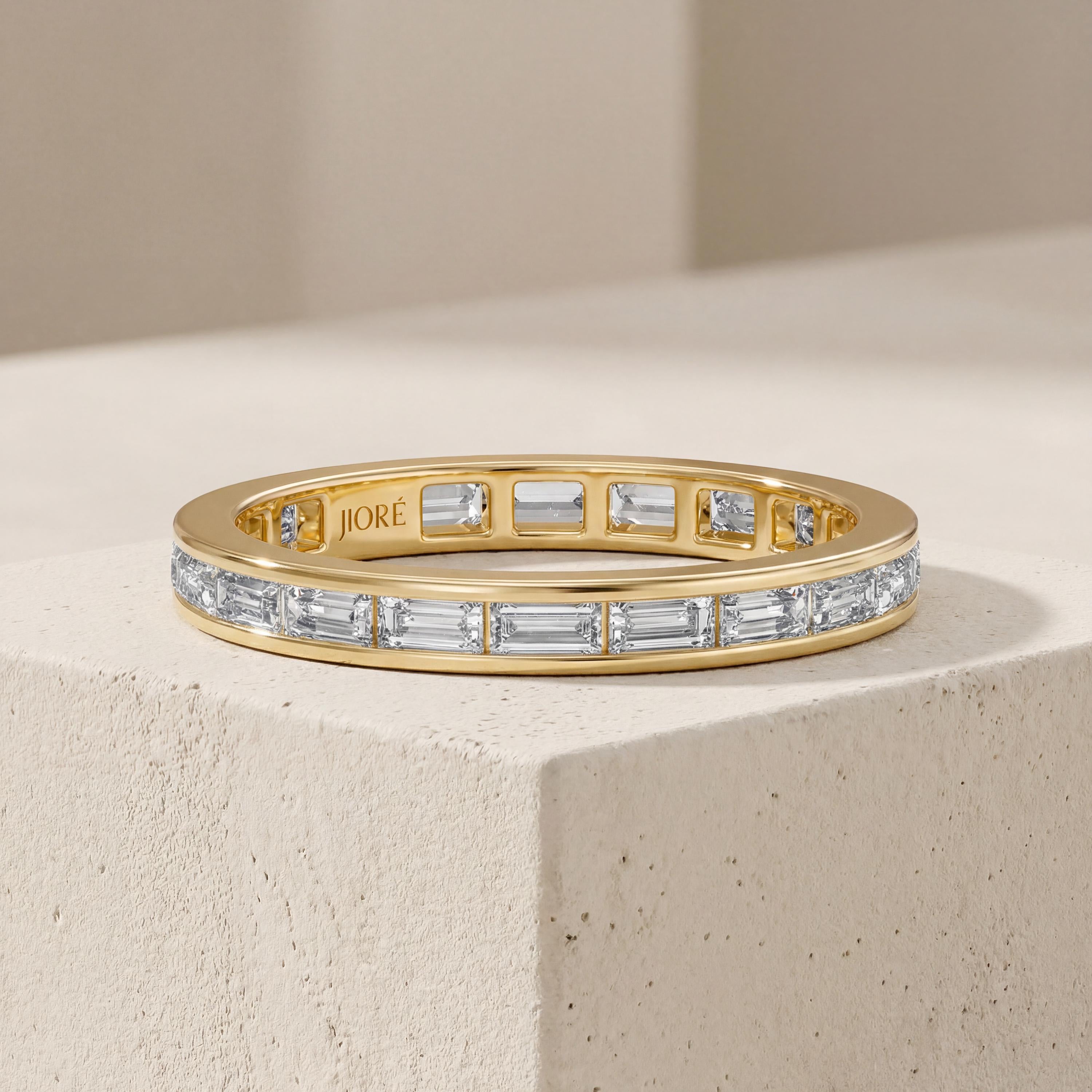 Baguette Cut Diamond Full Eternity Wedding Band Ring 14K Solid Gold Channel Set