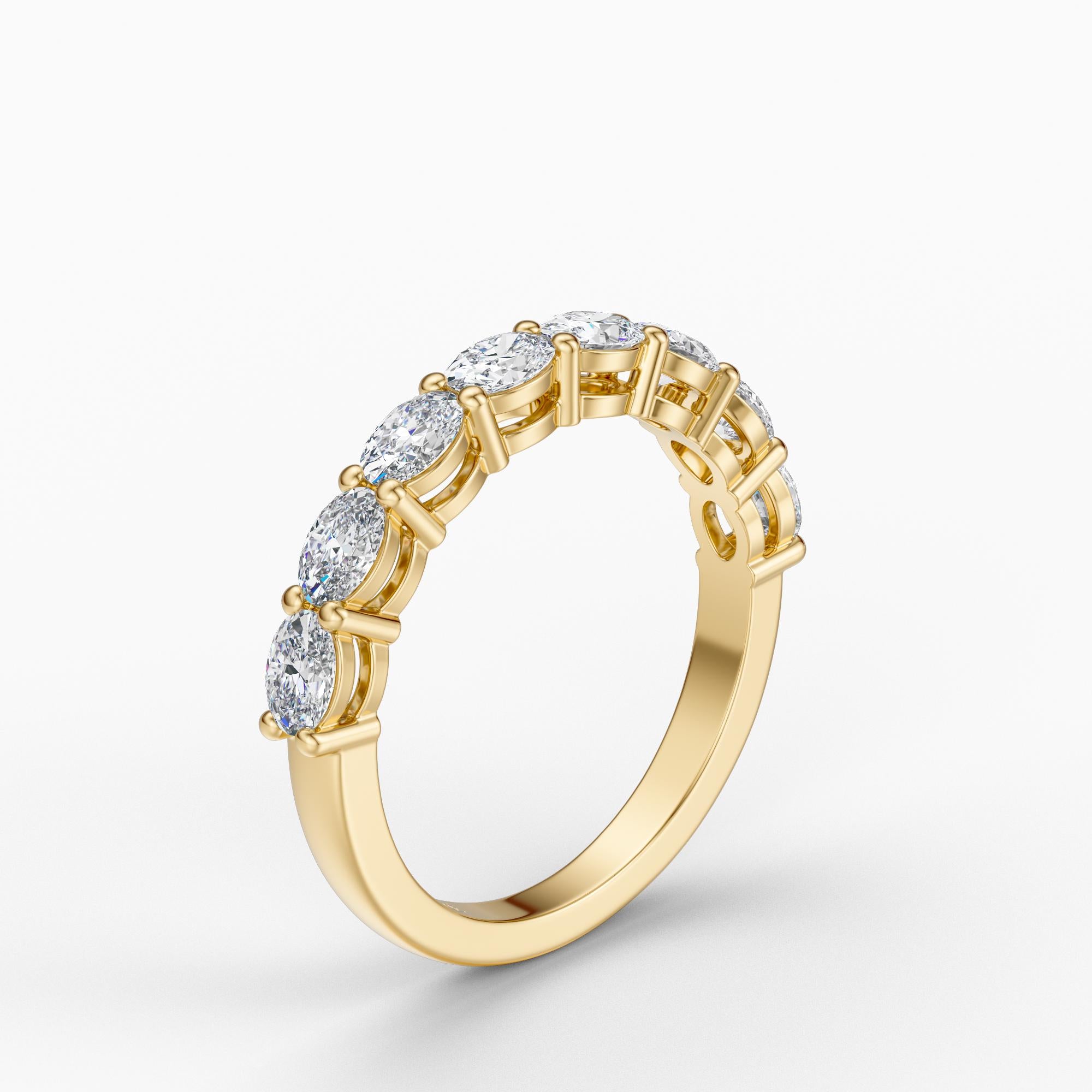 Oval Cut Diamond Half Way Eternity Wedding Band Ring 14K Solid Gold Prong Set