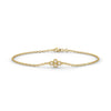 Diamond Cluster 4 Stone Bezel Set 14K Solid Gold Chain Link Bracelet