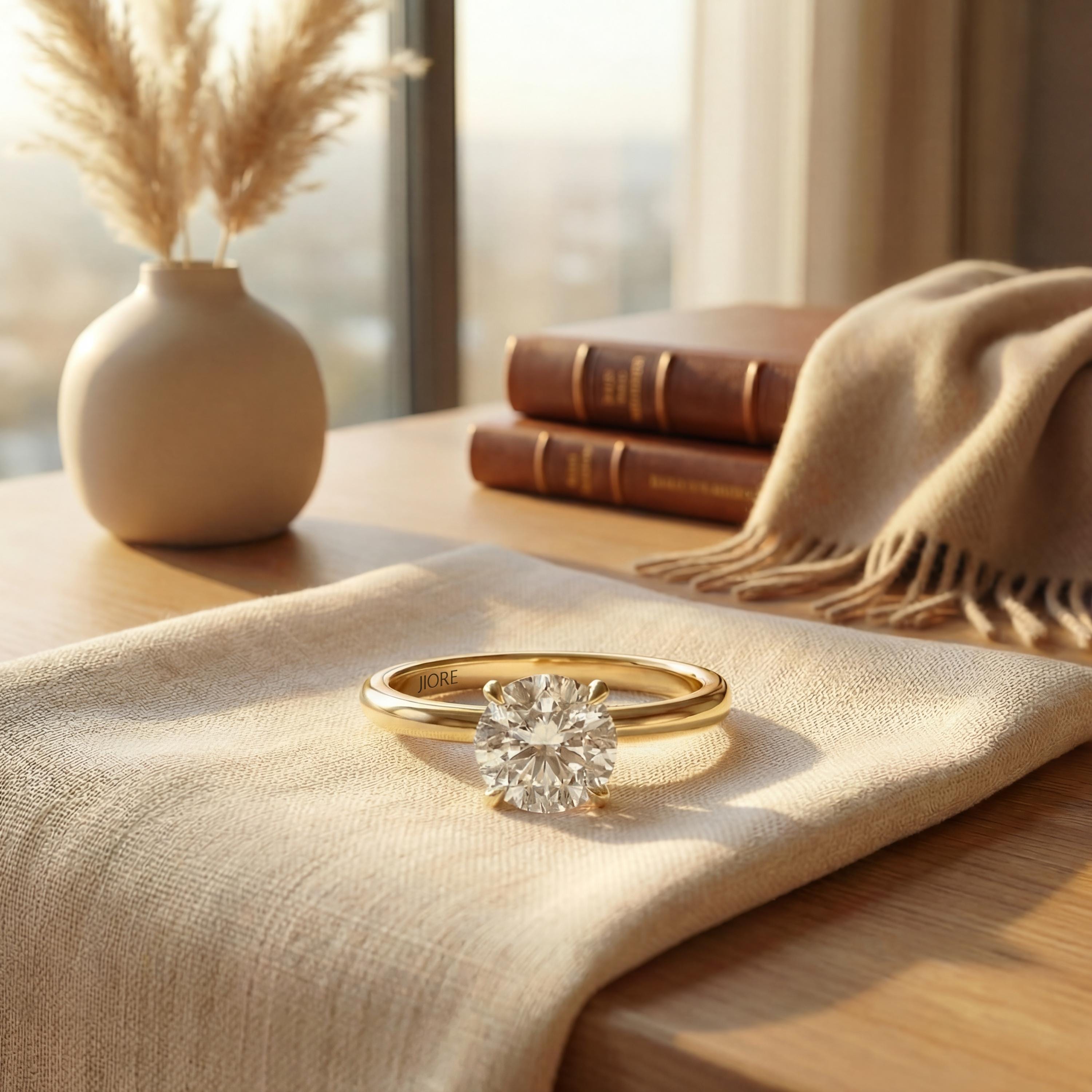 14kt Gold Prong Setting Round Brilliant Cut 1.00-3.00 Ct Solitaire Diamond Engagement Ring