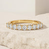 Round Brilliant Cut Diamond Half Way Eternity Wedding Band Ring 14K Solid Gold Prong Set