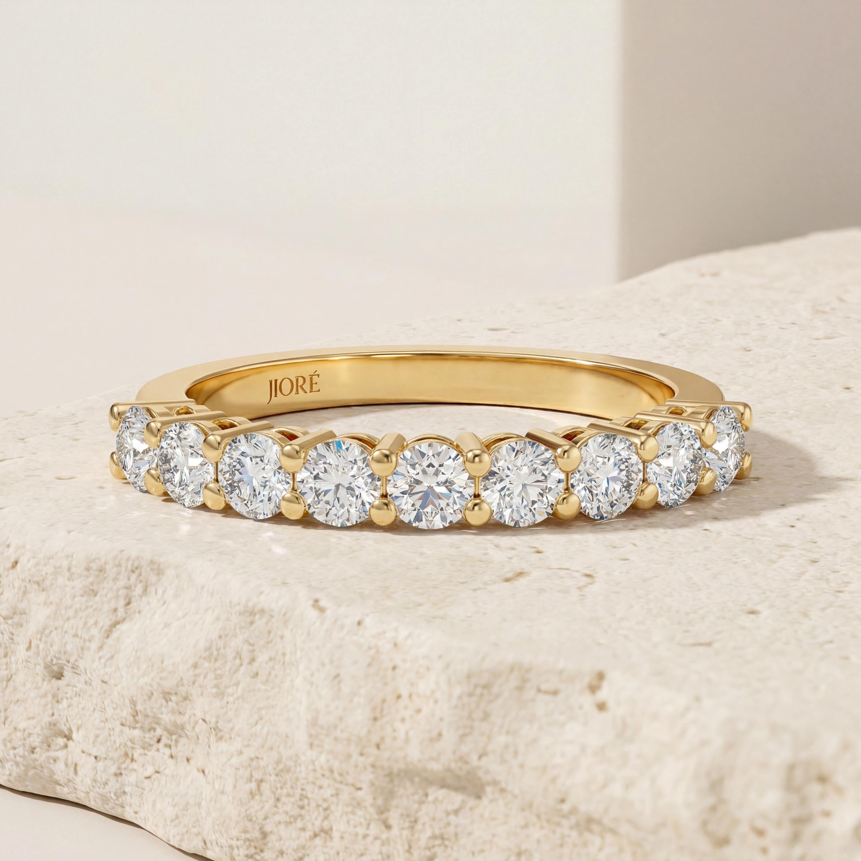 Round Brilliant Cut Diamond Half Way Eternity Wedding Band Ring 14K Solid Gold Prong Set