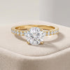 14kt Gold Pave Set Round Brilliant Cut 1.00-3.00 Ct Solitaire Diamond Engagement Ring