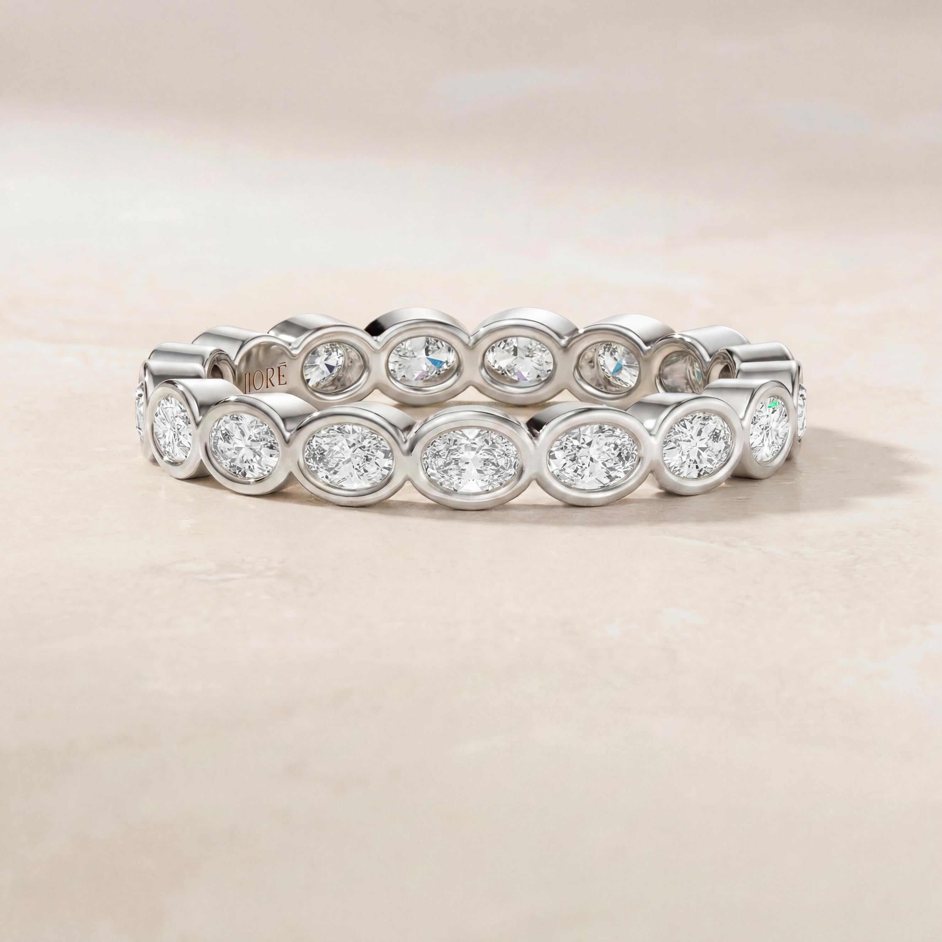 Diamond Full Eternity Wedding Band Ring Stackable 14K Solid Gold Bezel Set Oval Cut