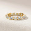 Emerald Cut Diamond Full Eternity Wedding Band Ring 14Kt Gold Bezel Set