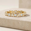 Pear & Round Cut Diamond Full Eternity Wedding Band Ring 14K Solid Gold Bezel Set