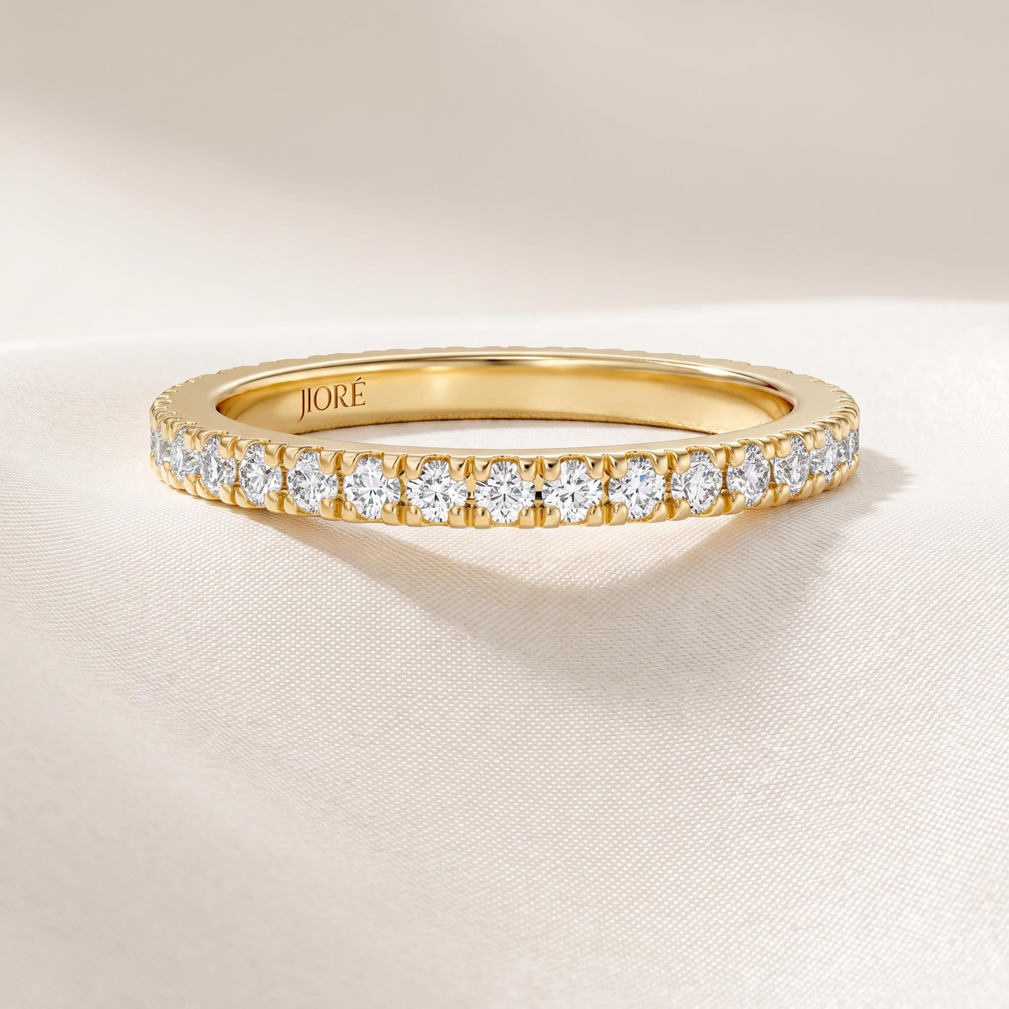 Round Diamond Full Eternity Wedding Band Stackable Ring 14K Solid Gold Pave Set
