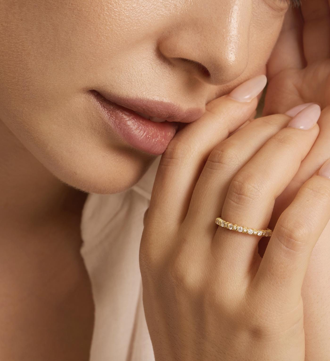 Diamond Full Eternity Round Wedding Band Ring 14K Solid Gold Bar Set