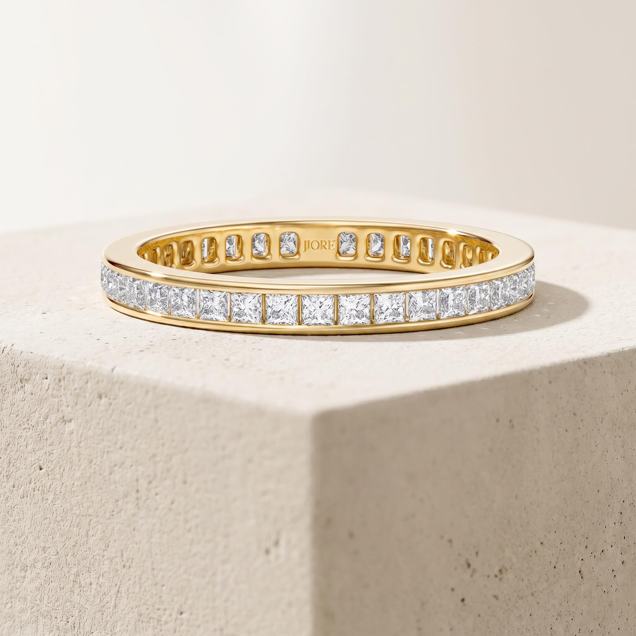 Princess Cut Diamond Full Eternity Stackable Wedding Band Ring 14K Solid Gold Channel Set