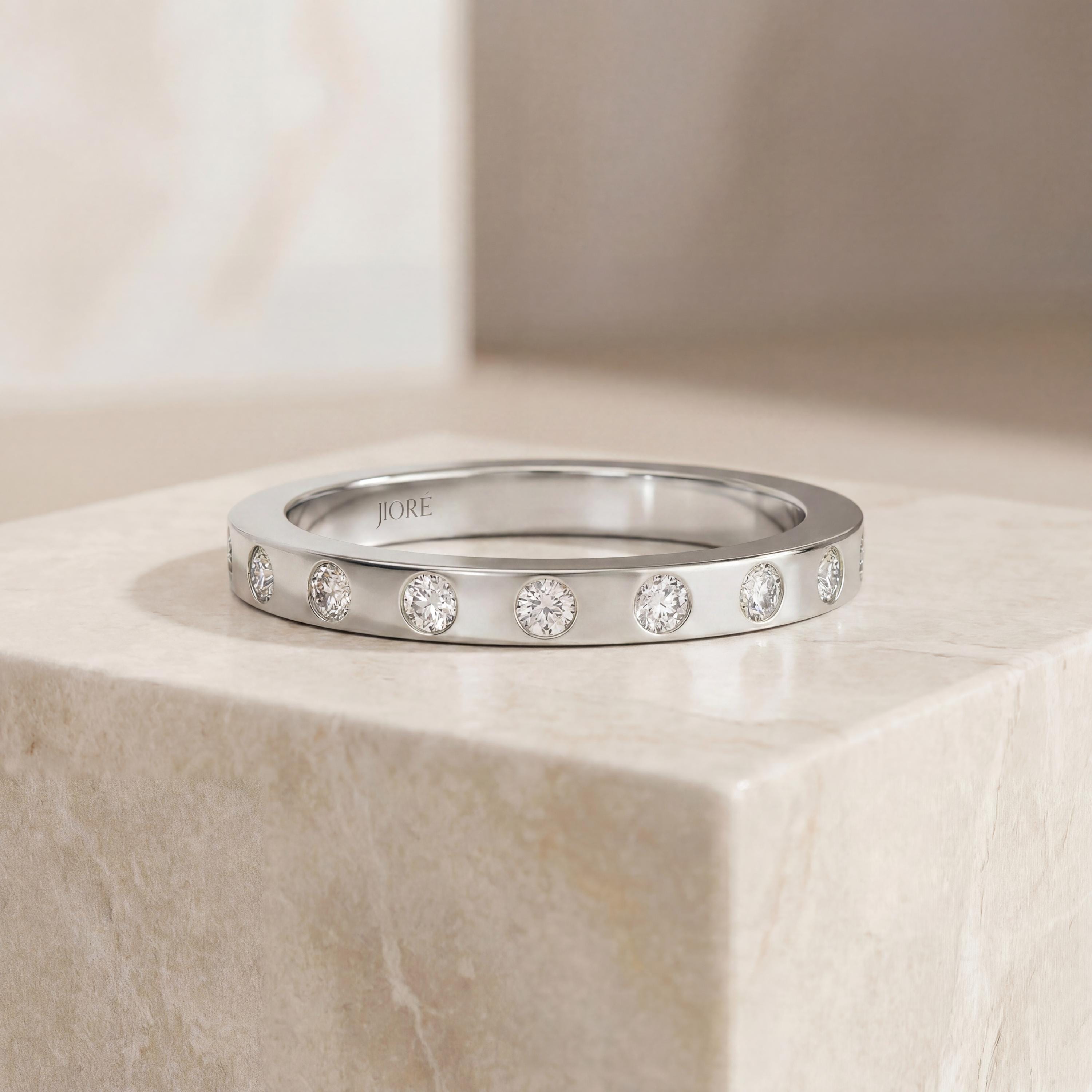 Diamond Half Way Round Brilliant Cut Eternity Wedding Band Ring Solid 14K Gold Flush Set