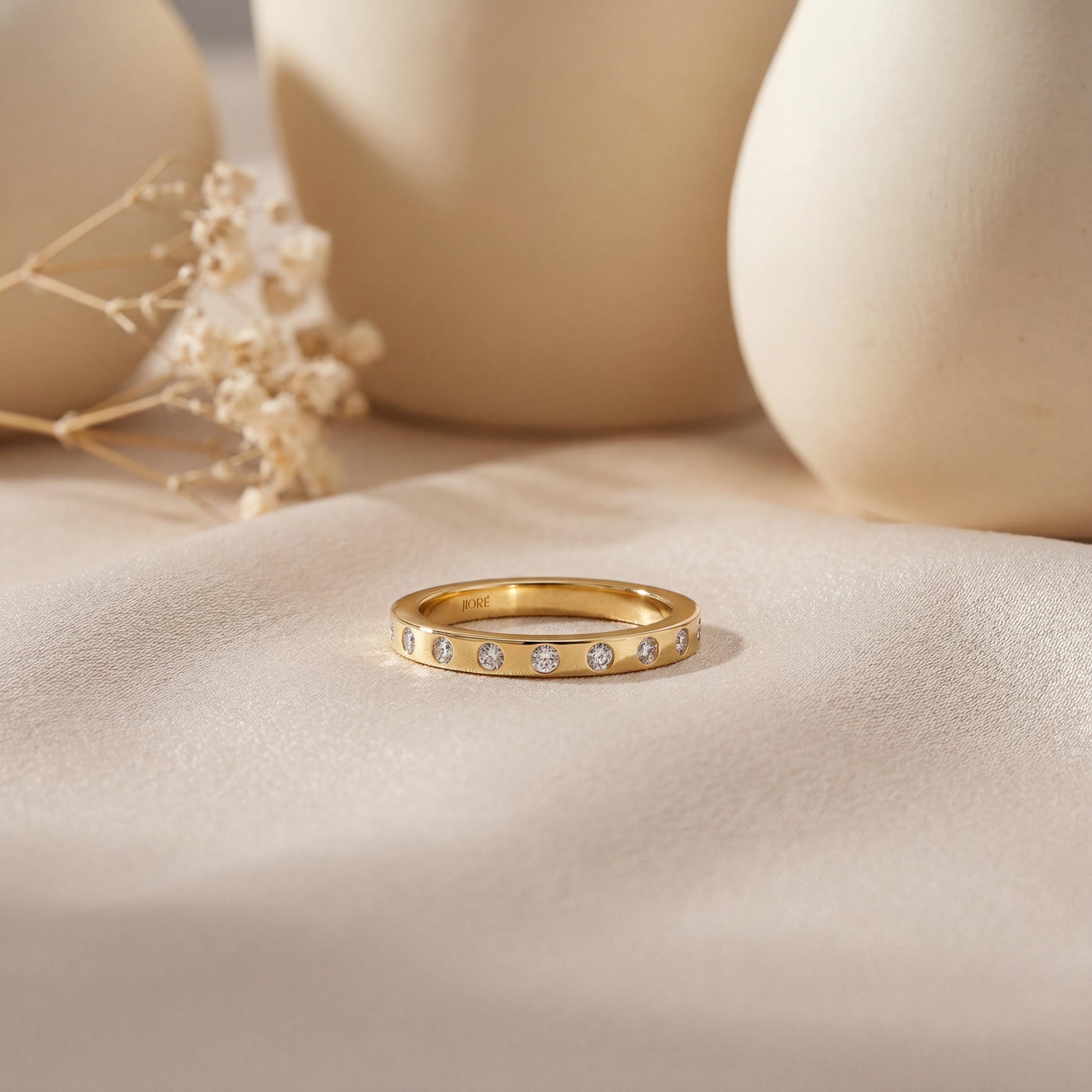 Diamond Half Way Round Brilliant Cut Eternity Wedding Band Ring Solid 14K Gold Flush Set