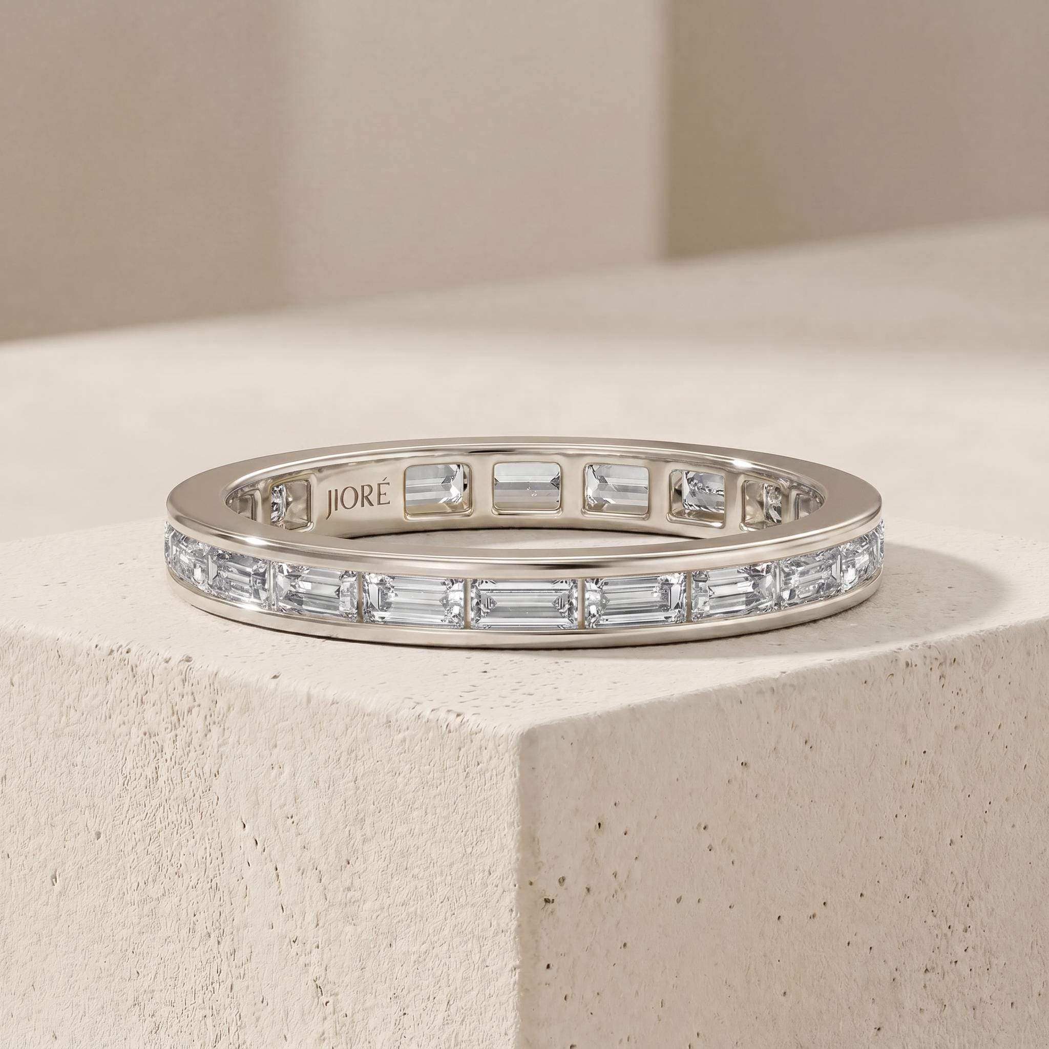 Baguette Cut Diamond Full Eternity Wedding Band Ring 14K Solid Gold Channel Set