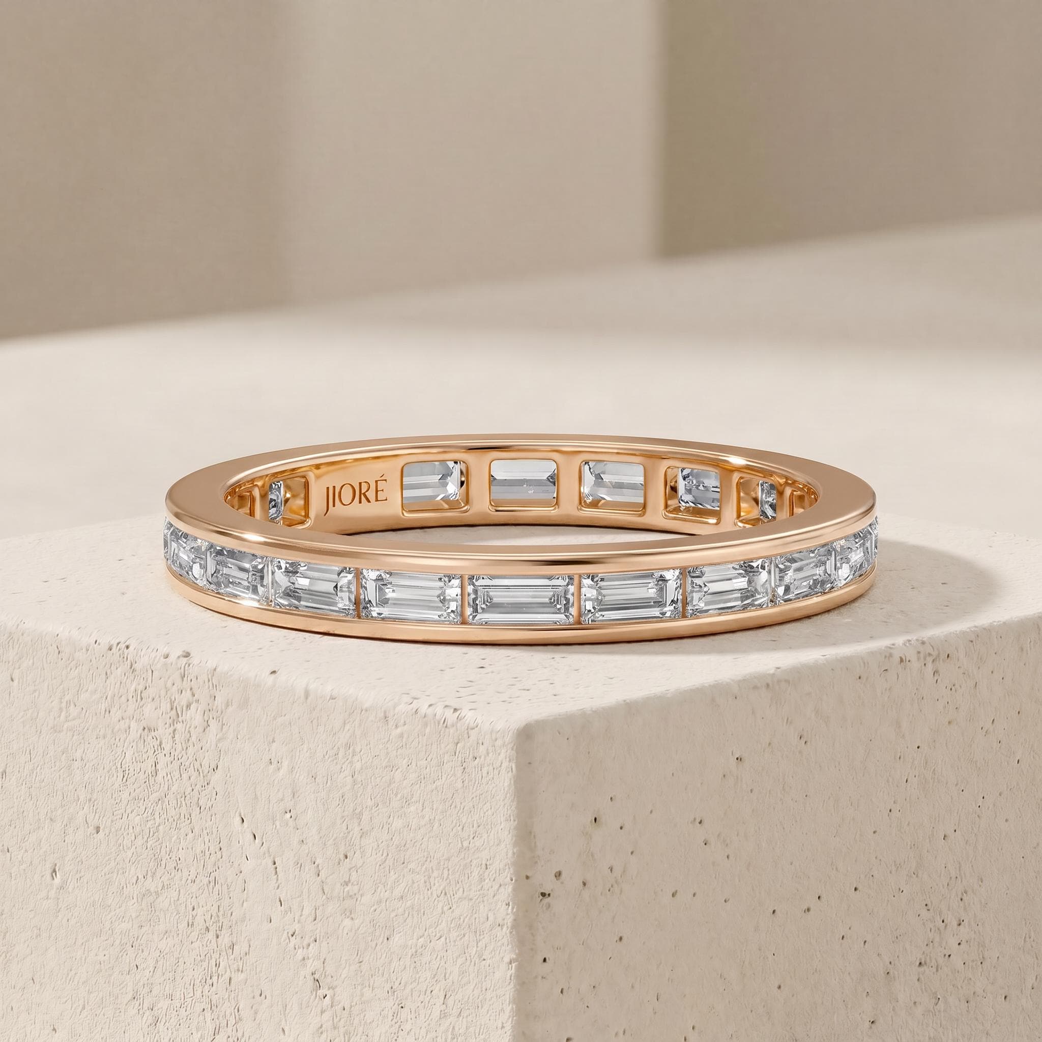 Baguette Cut Diamond Full Eternity Wedding Band Ring 14K Solid Gold Channel Set
