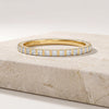 Princess Cut Diamond Full Eternity Dainty Wedding Band Ring 14K Solid Gold Bar Set