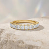 Princess Cut Diamond Half Way Eternity Wedding Band Ring 14K Solid Gold Prong Set