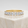 Asscher Cut Diamond Half Way Eternity Wedding Band Ring 14K Solid Gold Prong Set