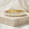 Emerald Cut Vertical Diamond Full Eternity Wedding Band Ring 14K Solid Gold Bezel Set