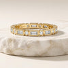 Baguette & Round Cut Diamond Full Eternity Wedding Band Ring 14K Solid Gold Bezel Set